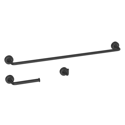 Better Homes & Gardens Clean Modern Collection 3 Pieces Bath Hardware Set in Matte Black Towel Bar, Toilet Paper Holder, Robe Hook Included