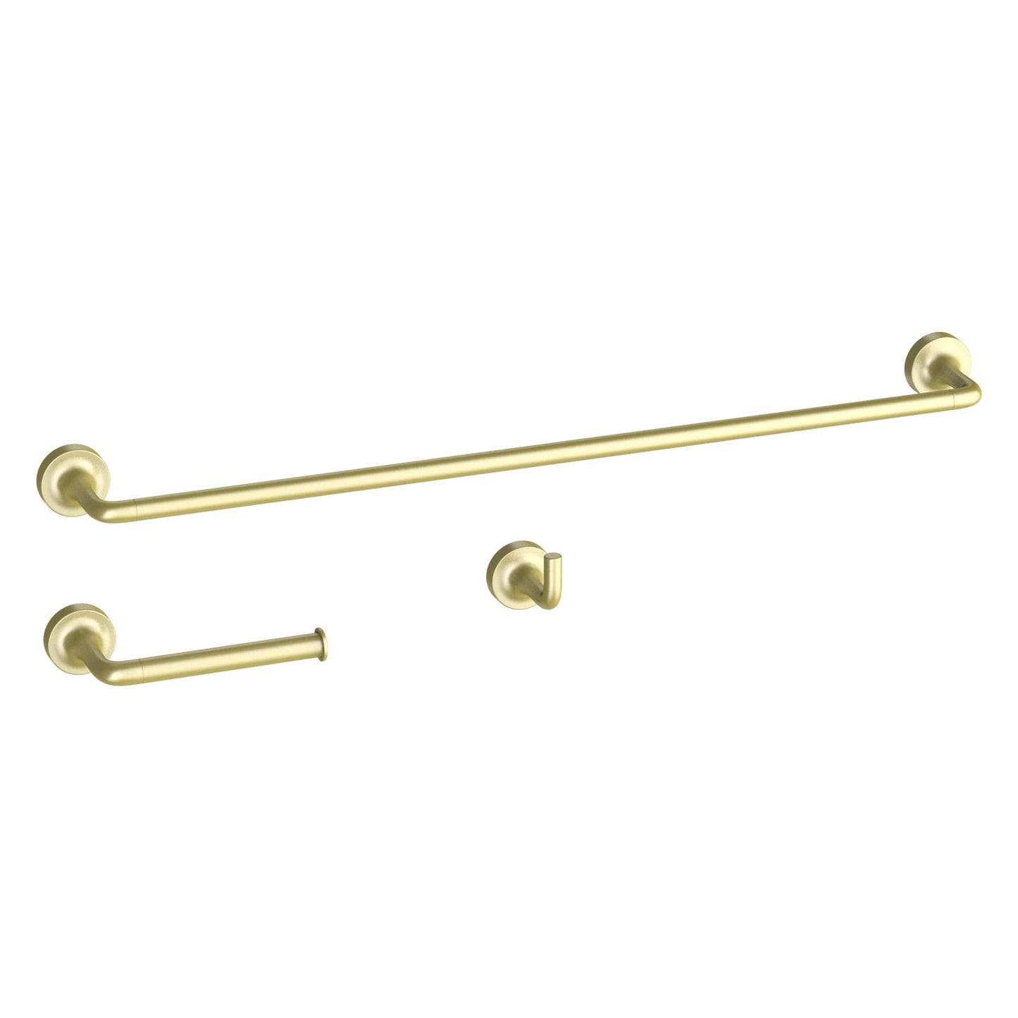 Better Homes & Gardens Bath Hardware Set with Towel Bar, Toilet Paper Holder, and Robe Hook in Brass