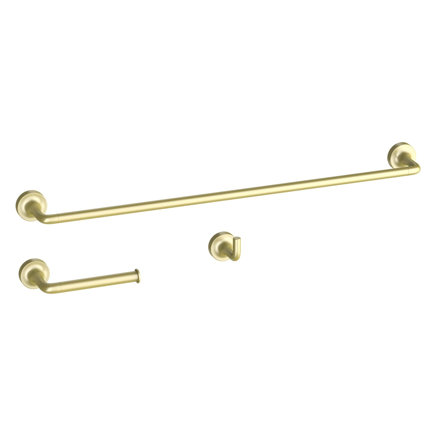 Better Homes & Gardens Bath Hardware Set with Towel Bar, Toilet Paper Holder, and Robe Hook in Brass