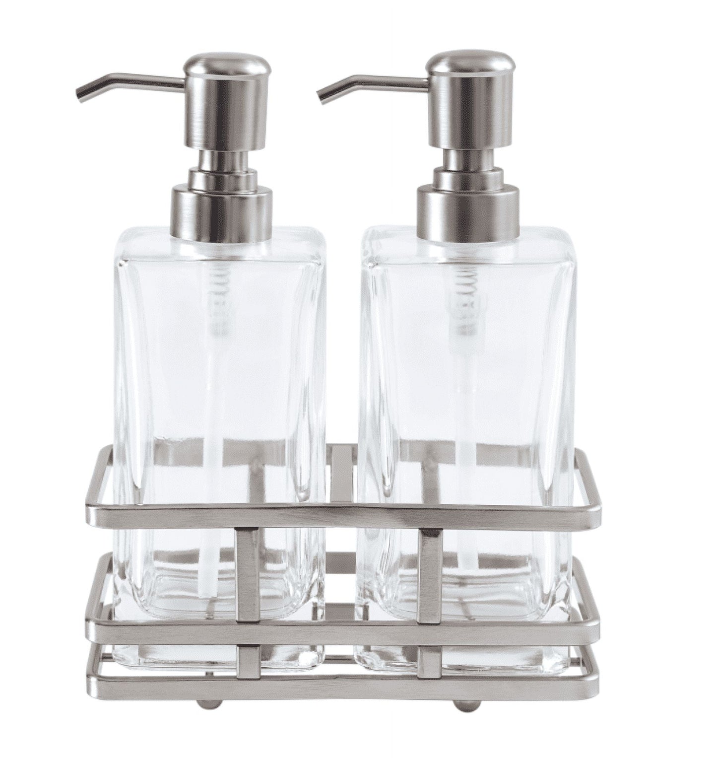 Better Homes & Gardens Clear Lotion Pump 2-Piece Set with Brushed Nickel Caddy