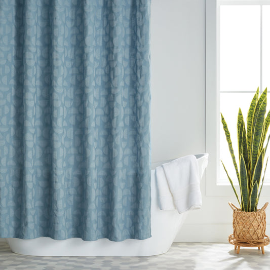 Better Homes & Gardens, Half Moon Shower Curtain Blue, 72" x72", Count of 1, Cotton, Polyester