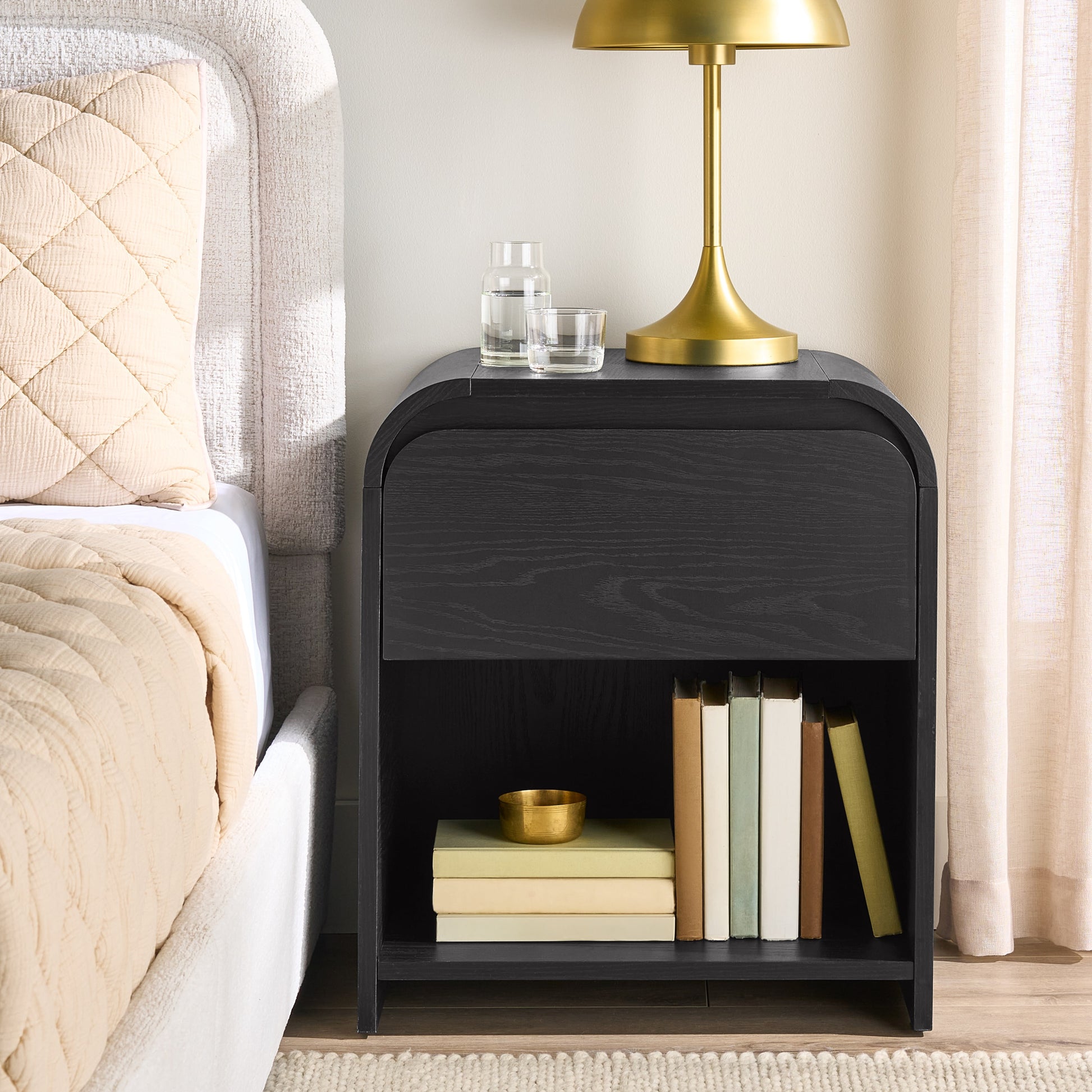 Better Homes & Gardens Juliet Nightstand with USB, Light Honey Finish