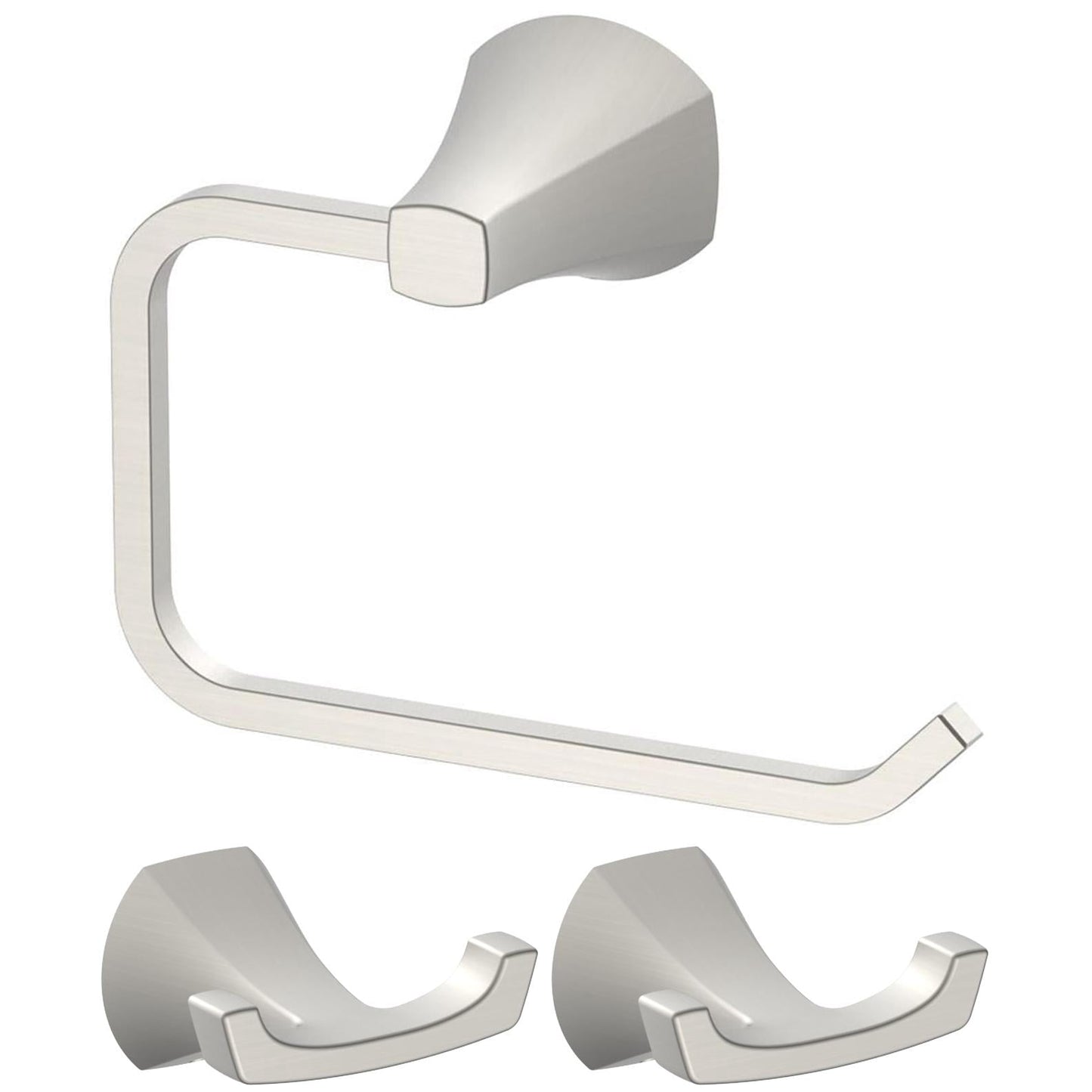 Better Homes & Gardens Satin Nickel Bathroom Hardware Set â€“ Toilet Paper Holder & Robe Hook