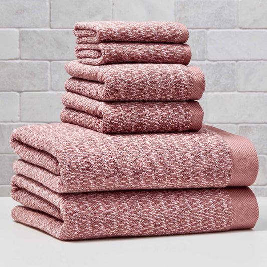 Better Homes & Gardens Signature Soft Cotton Melange 6 Piece Bath Towel Set,Old Rose