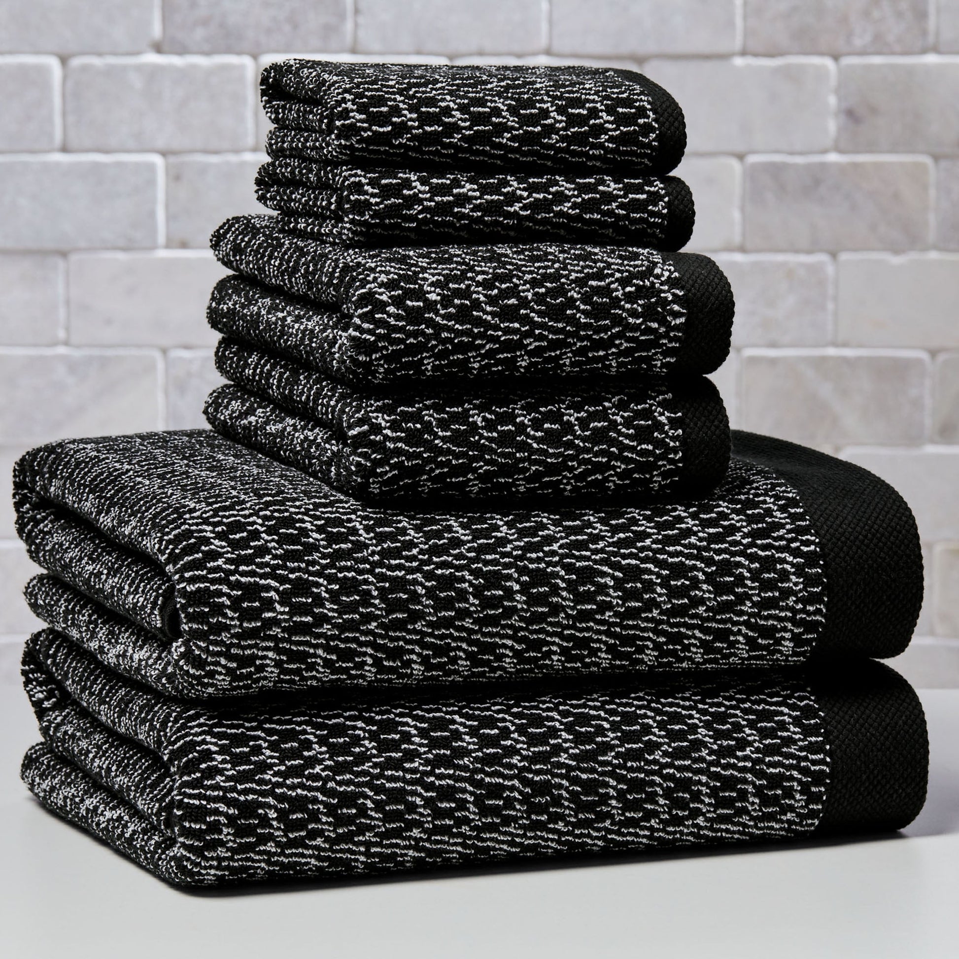 Better Homes & Gardens Signature Soft Cotton Melange 6 Piece Bath Towel Set,Rich Black