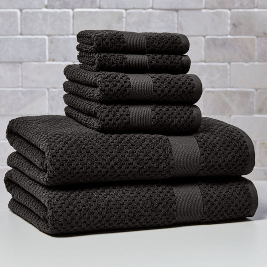 Better Homes & Gardens Signature Soft Cotton Popcorn Textured 6 Piece Bath Towel Set,Grey Shadow