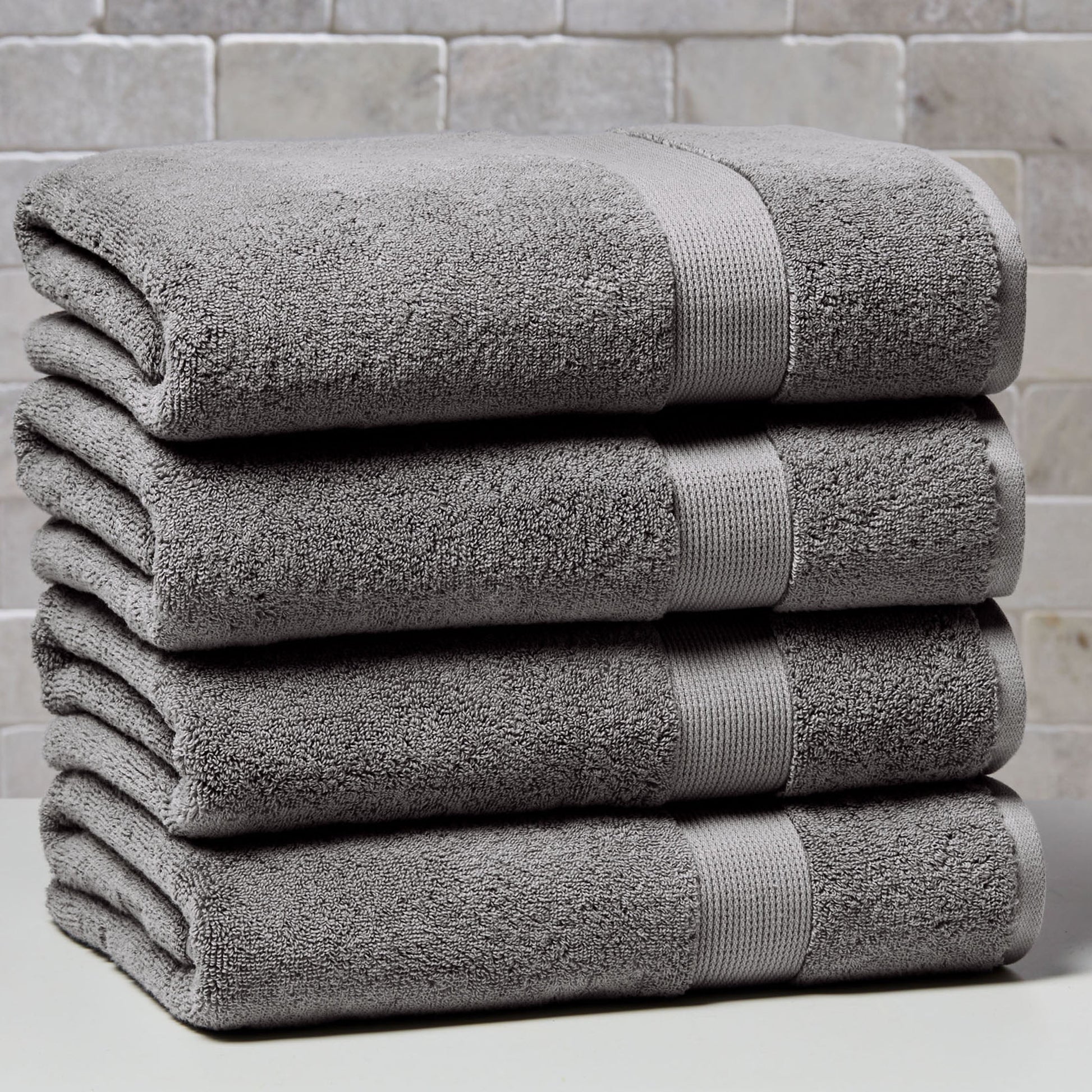 Better Homes & Gardens Signature Soft Solid Cotton 4 Piece Bath Bath Towel Set,Grey Flannel