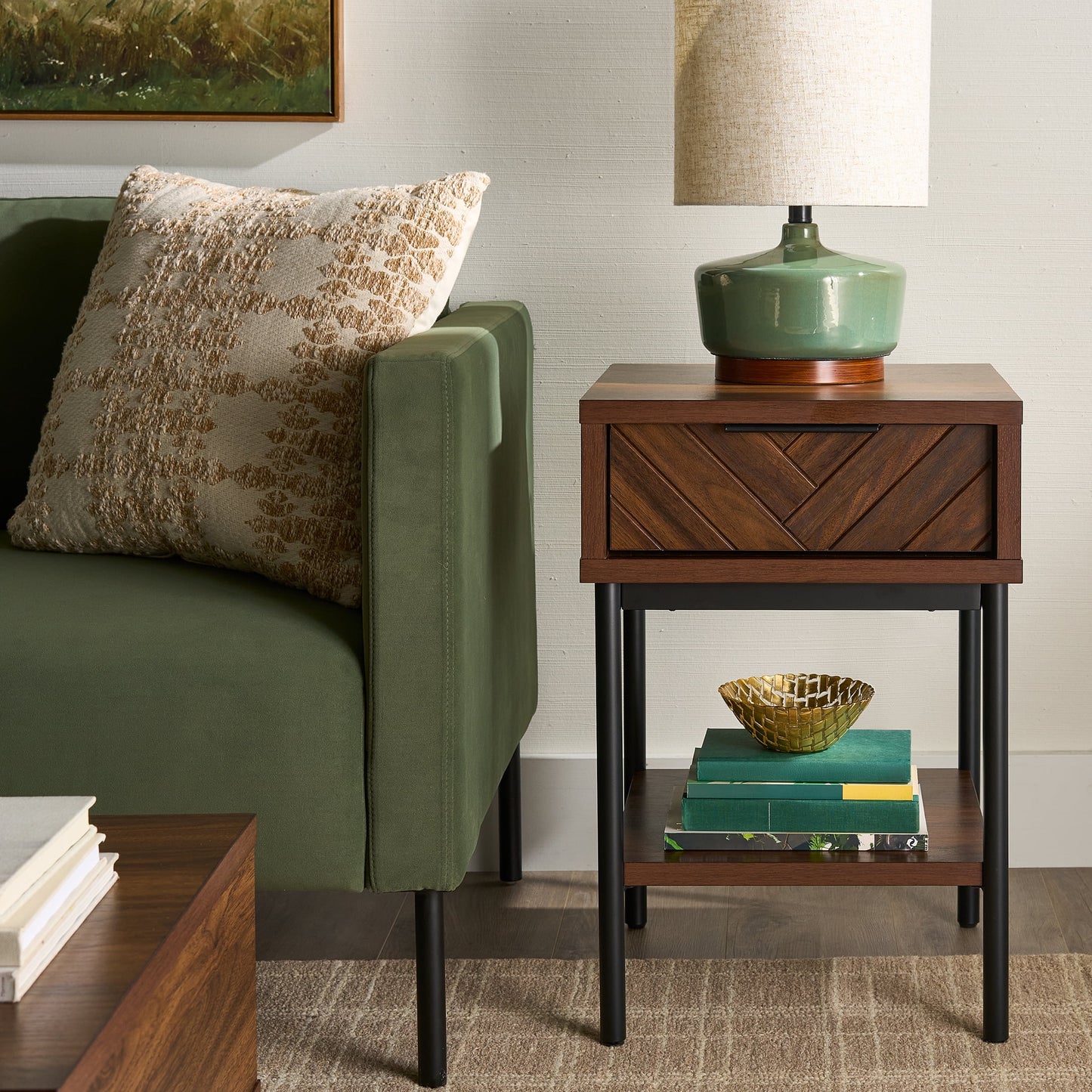 (2 pack) Better Homes & Gardens Wyatt Geo End Table, Walnut Finish