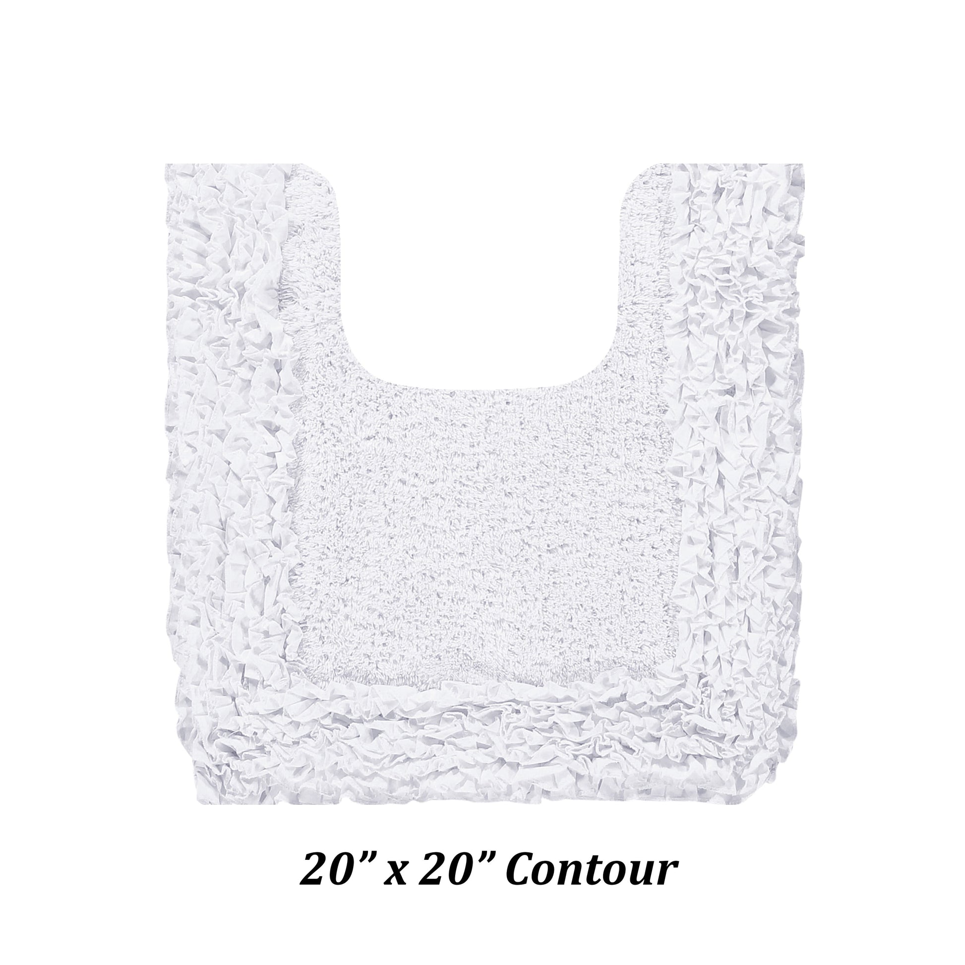 Better Trends 20" x 20" U-Shape Toilet Rug, 100% Cotton Bathroom Rug, Contour Mat, Water Absorbent, Non-Slip Bath Mat, Machine Washable, White Shaggy Border Collection