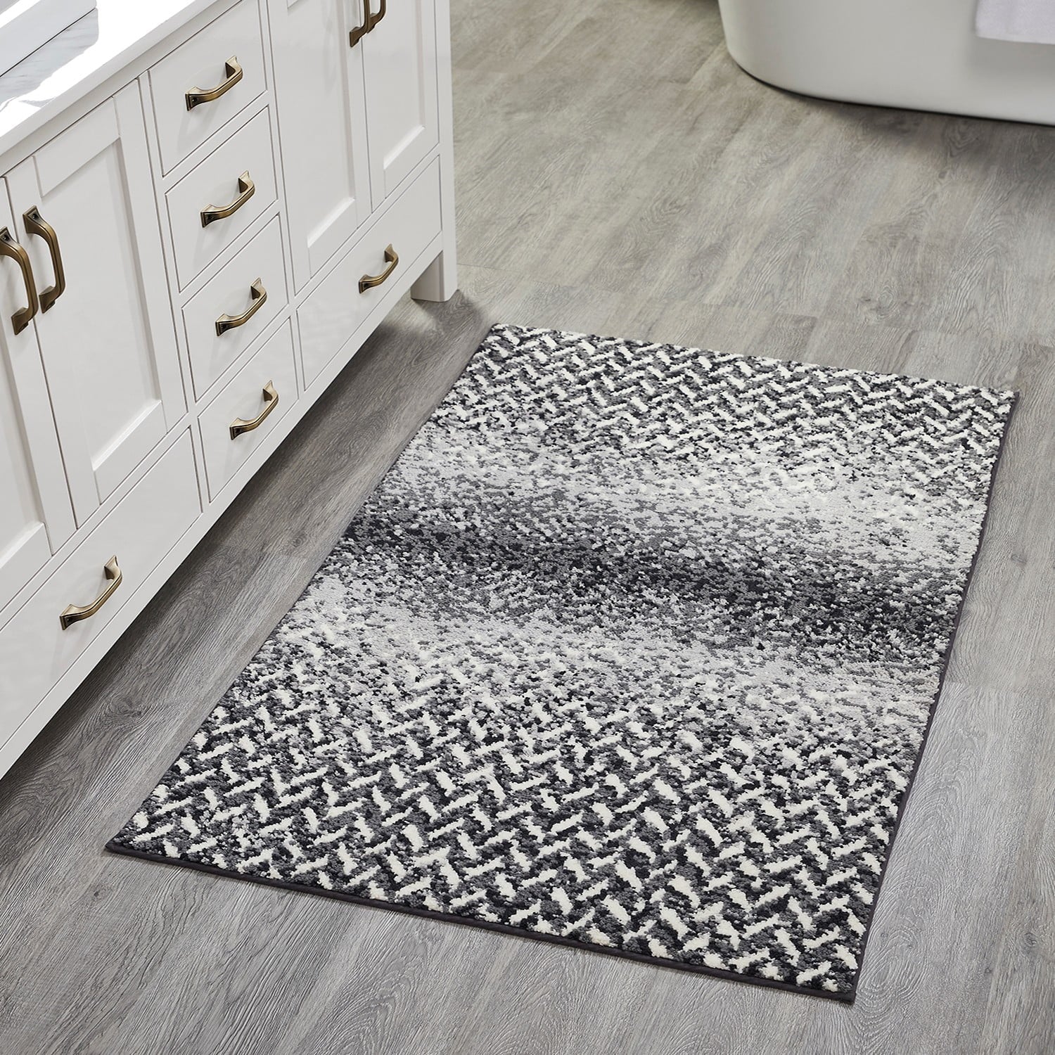 Better Trends Bath Rug 30â€ x 50â€ Bathroom Rug Mat Non-Slip Micro Polyester Bath Rugs for Bathroom Floor, Shower, Tub, Toilet Casablanca Collection - (Gray)
