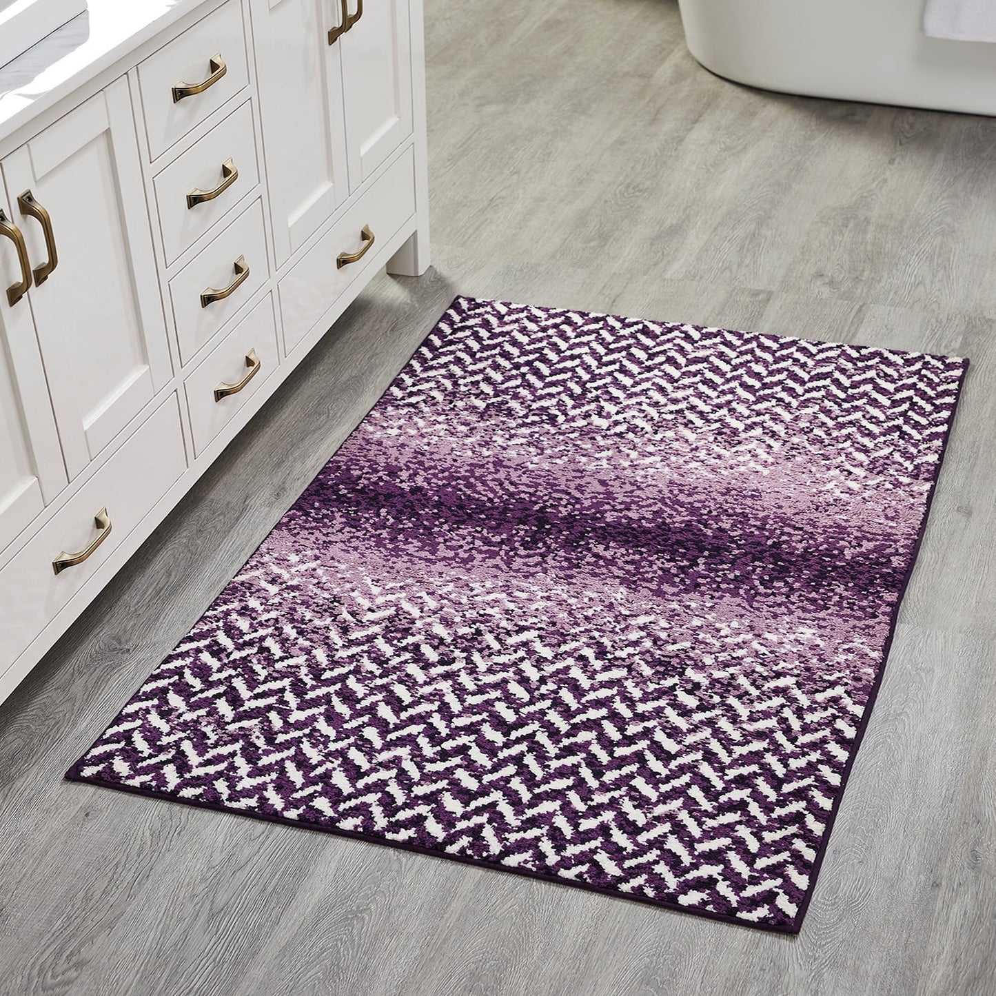 Better Trends Bath Rug 30â€ x 50â€ Bathroom Rug Mat Non-Slip Micro Polyester Bath Rugs for Bathroom Floor, Shower, Tub, Toilet Casablanca Collection - (Purple)