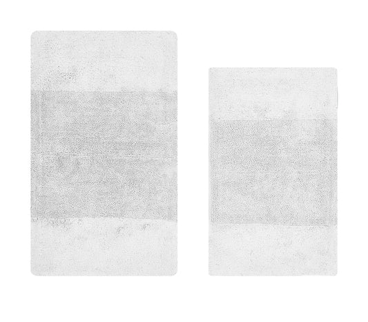 Better Trends 2 Piece Bathroom Rug Set, 100% Cotton, Extra Soft Tufted Bath Mat, Water Absorbent & Non Slip Bath Rug, (White) Granada Collection