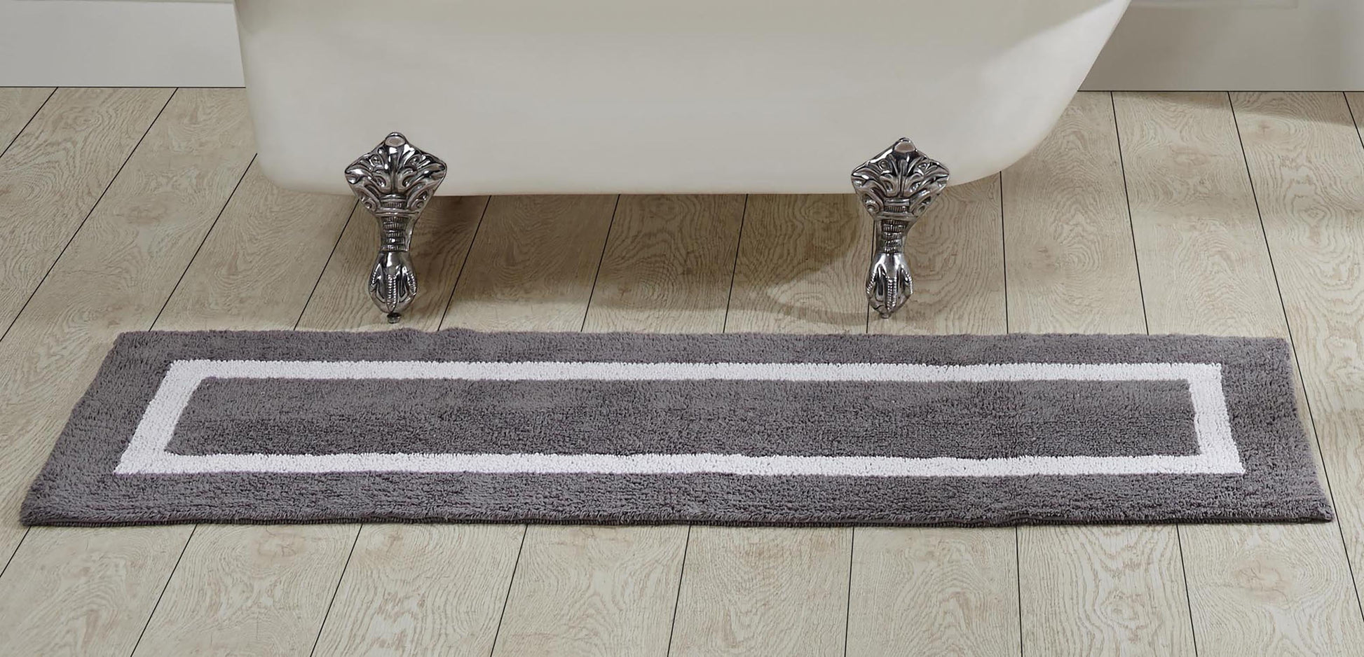 Better Trends 100% Cotton 20" x 60" Bathroom Runner Rug Extra Soft Water Absorbent Reversible Machine Washable Mat for Bathroom Floor, Laundry Room Hotel Multi Collection - Gray/White