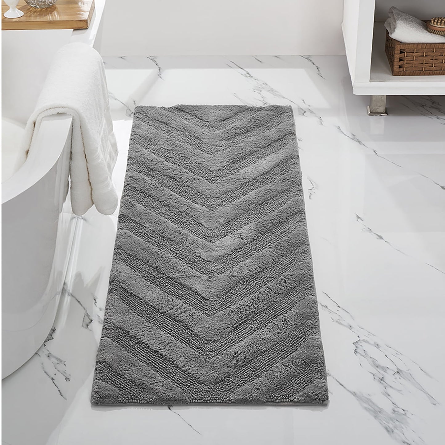 Better Trends Tapete de BaÃ±o Tipo Pasillo Largo Extra Suave Antideslizante Tapete de BaÃ±o Absorbente de Agua 100% AlgodÃ³n Tapete Lavable 20" x 60" Gris ColecciÃ³n Hugo