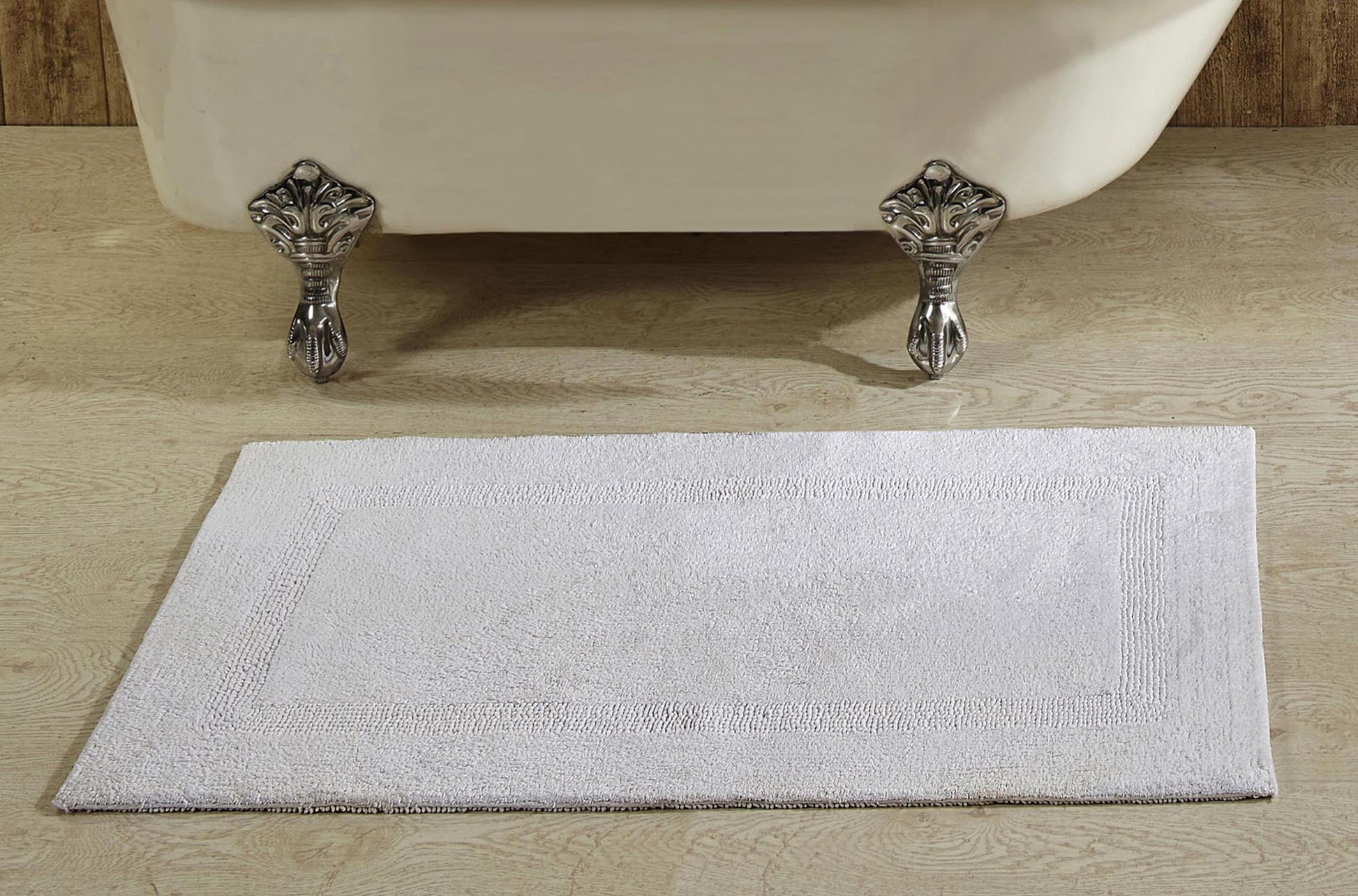 Better Trends 24" x 40" Premium Bathroom Rug Mat, 100% Cotton, Extra Soft Tufted Door Mat, Water Absorbent & Reversible Bath Mat (White) Lux Collection