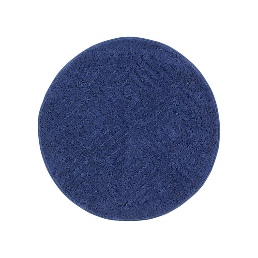 Better Trends Round Bath Mat, 30" Diameter, 100% Cotton Water Absorbent, Ideal for Half Baths and Powder Rooms, Machine Washable Trier Collection (Blue)