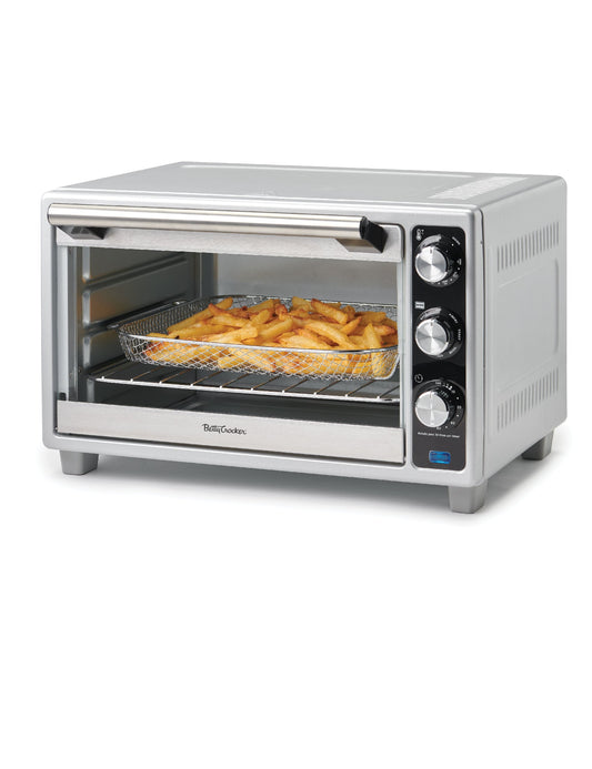 Betty Crocker Air Fryer Convection Toaster Oven, Multifunction 6-Slice Toaster and Air Fryer Oven, 0.8 Cu. Ft. 6 Slice Capacity AirFryer Toaster Oven Combo, 7 Function Convection Oven, Silver
