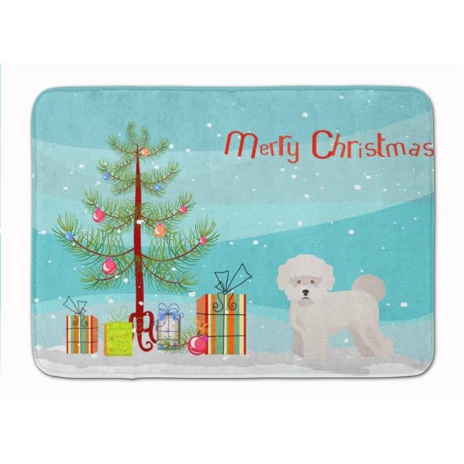 Bichon Frisï¿½ Christmas Tree Machine Washable Memory Foam Mat