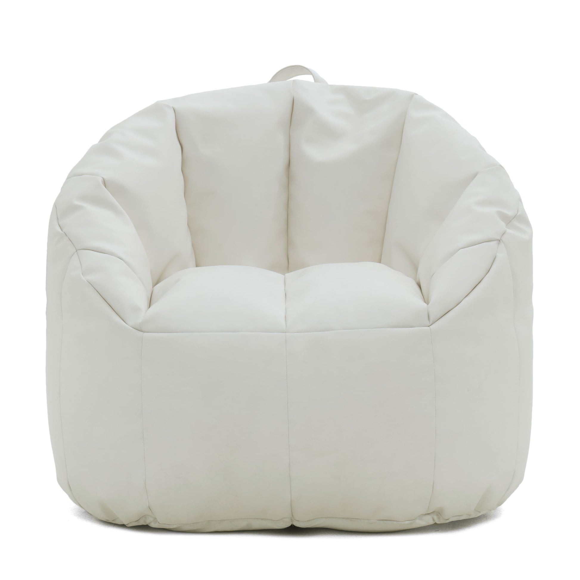 Big Joe Milano Outdoor Weatherproof Bean Bag Chair for Kids, Teens, Adults, White Marine Vinyl, UV Protected Weather Resistant Fabric, Lightweight Patio Reading Seat, 2.5 foot Refillable