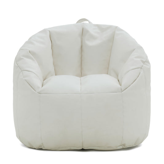 Big Joe Milano Outdoor Weatherproof Bean Bag Chair for Kids, Teens, Adults, White Marine Vinyl, UV Protected Weather Resistant Fabric, Lightweight Patio Reading Seat, 2.5 foot Refillable