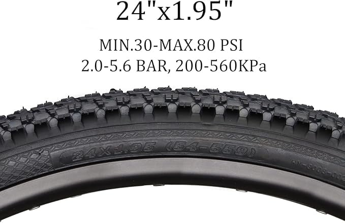 Bike Tire,20/24/26/27.5 Inch Folding Replacement Tire for MTB Mountain Bicycle-Black/Skinwall