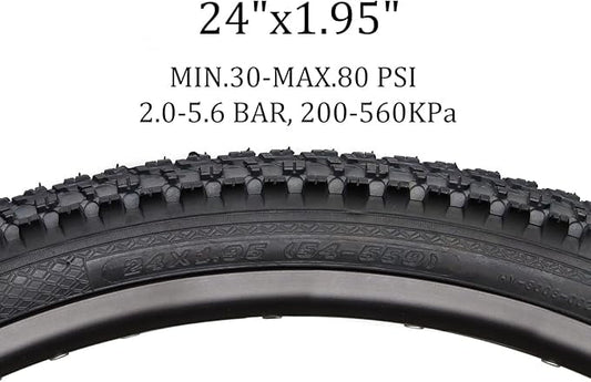 Bike Tire,20/24/26/27.5 Inch Folding Replacement Tire for MTB Mountain Bicycle-Black/Skinwall