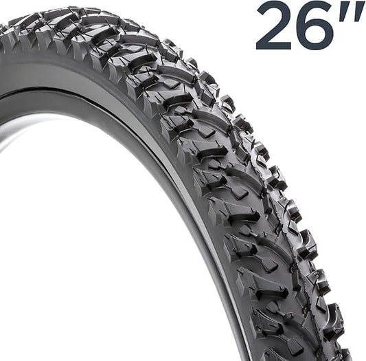   Bike Tire, 26" x 1.95" All-Terrain Mountain Bike Tire, Wide & Blocky Knobs, Puncture Guard, Fits Internal Rim Widths