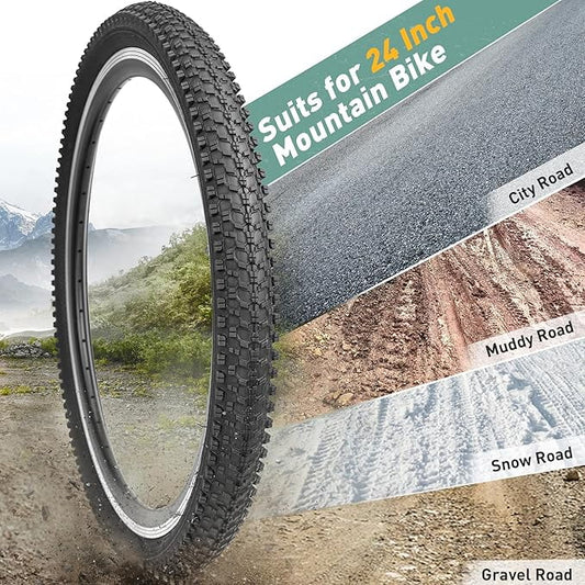 Bike Tire Two Pack 24 Inch Tire Folding Bead Replacement Tyre 24 x1.95  Mountain Bicycle Tires