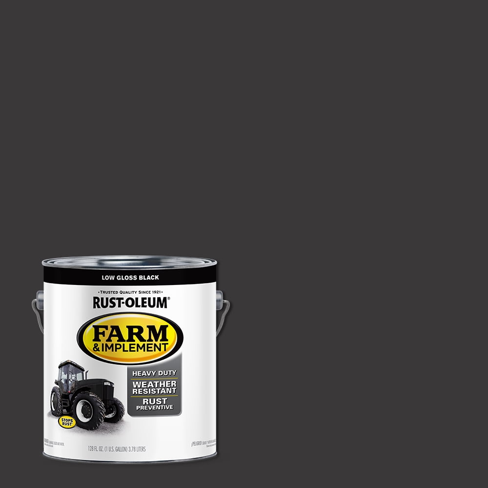 Black , Rust-Oleum Low Gloss Farm and Implement Paint- Gallon, 1 Pack