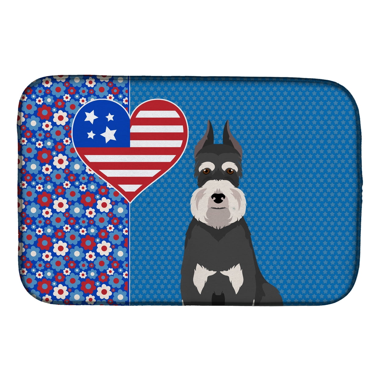 Black and Silver Schnauzer USA American Dish Drying Mat 14 in x 21 in