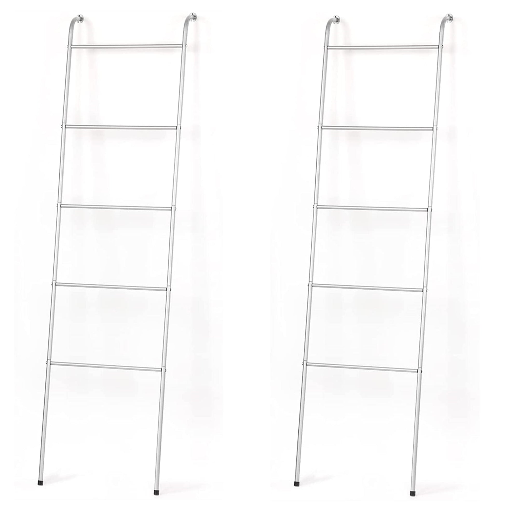 Blanket Ladder Bathroom Towel Holder Decorative Towel Rack 5 Tier Blanket Holder Silver, 2 Pack