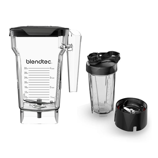 Blendtec 75 oz FourSide Jar and 34 oz GO Travel Bottle Bundle - Blender Jars and Personal Blender Attachment Compatible with Blendtec Blenders