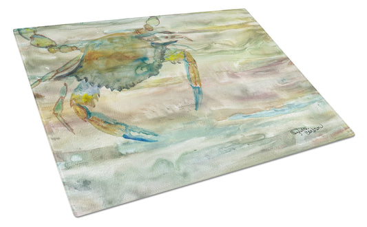 Blue Crab Sunset Glass Cutting Board Large