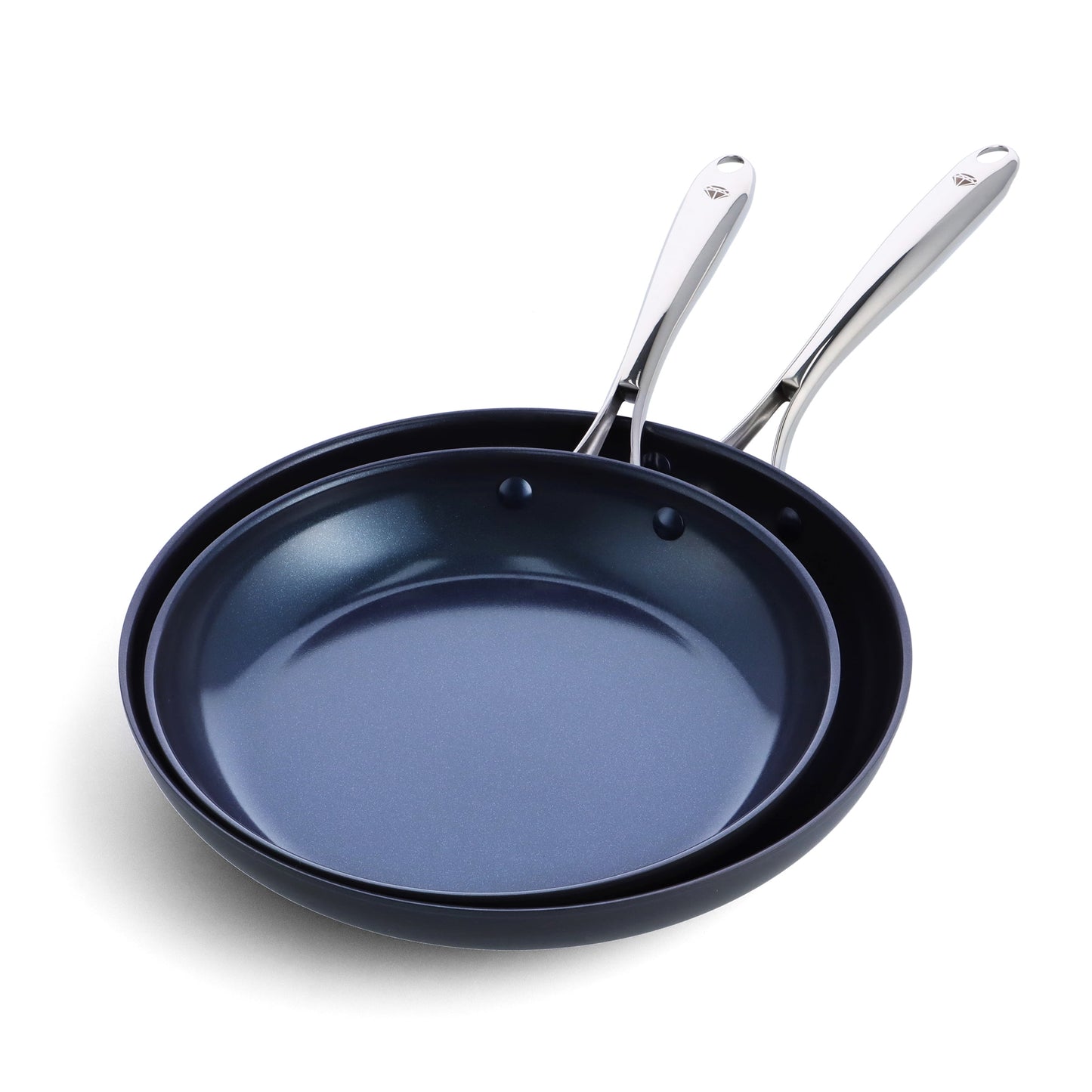 Blue Diamond Hard Anodized Toxin-Free Ceramic, Metal Utensil Safe Frying Pan Set, 10" and 12"