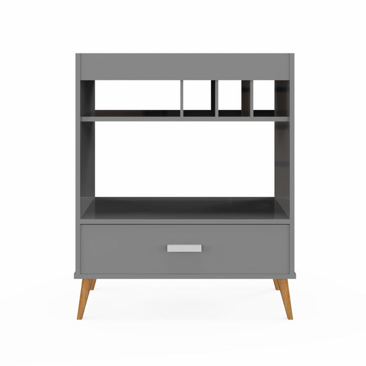 Boahaus Belfast Mini Bar Cabinet with Drawers, Wine Storage, Glass Rack, and Grey Matte Finish â€“ Space-Saving Modern Bar Furniture for Small Apartments