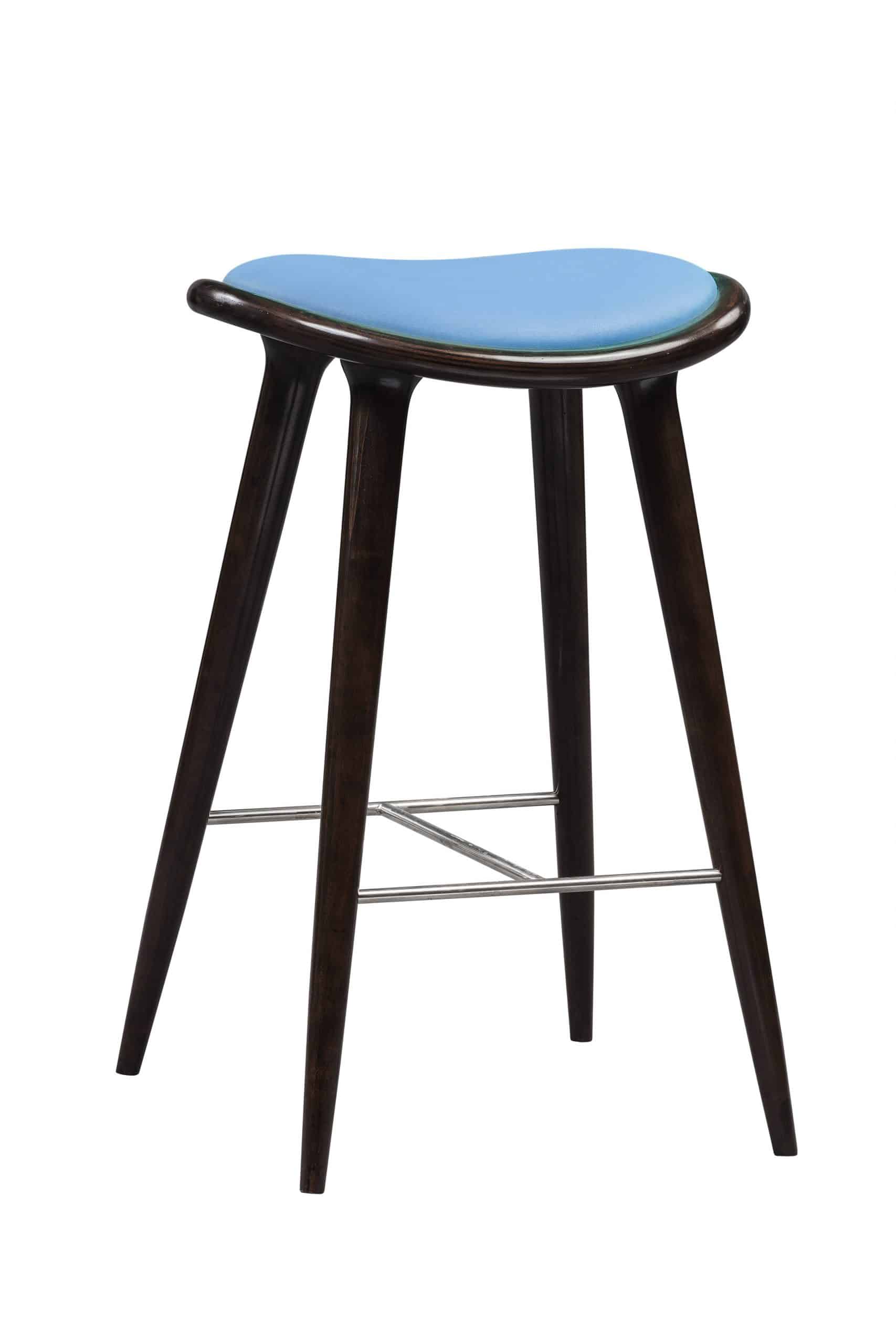Boraam Lucio 29-Inch Oval Bar Stool with Blue Faux Leather Upholstery