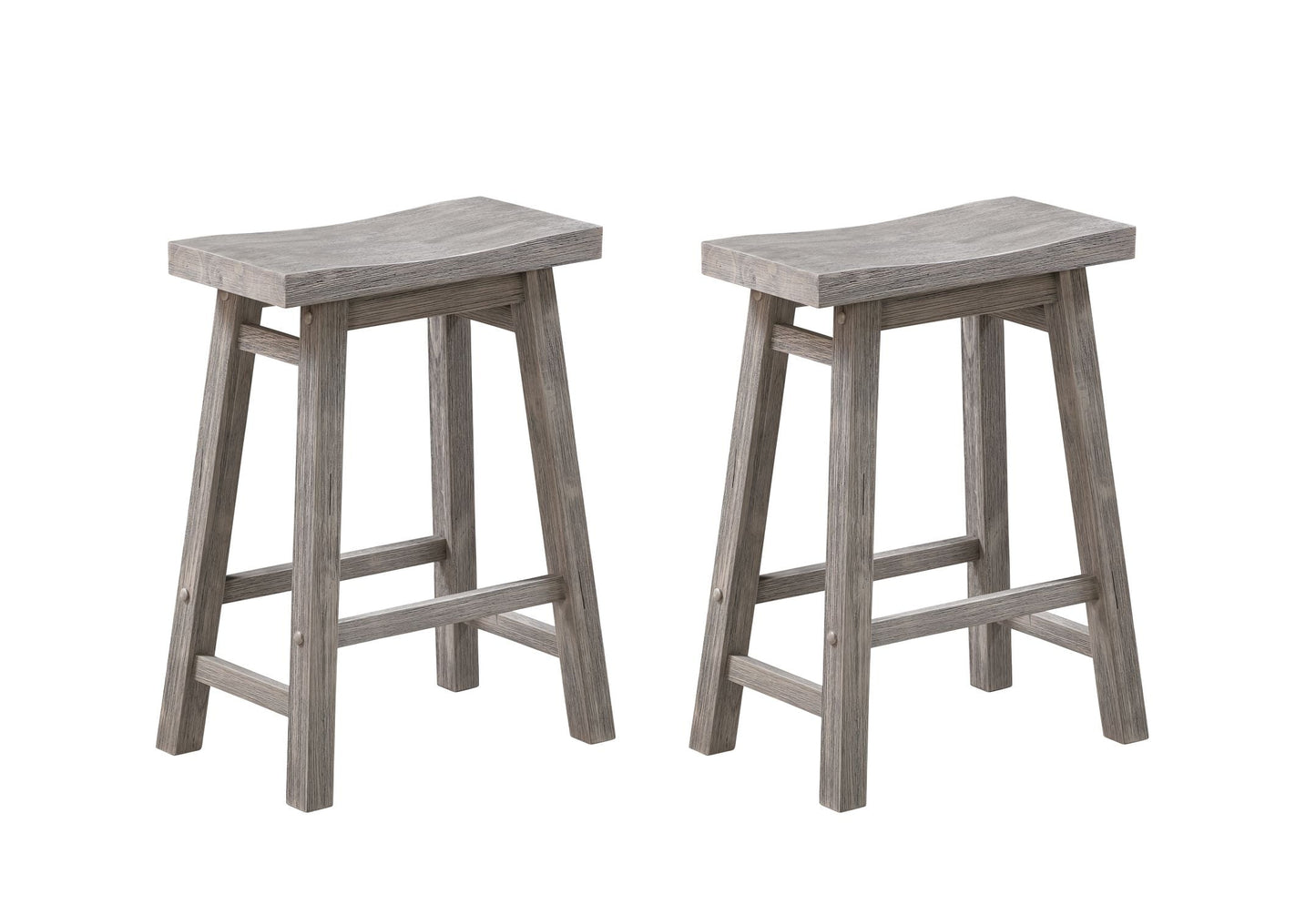 Boraam Sonoma 29" Backless Saddle Wood Bar Stools - Storm Gray Wire-Brush - Set of 2