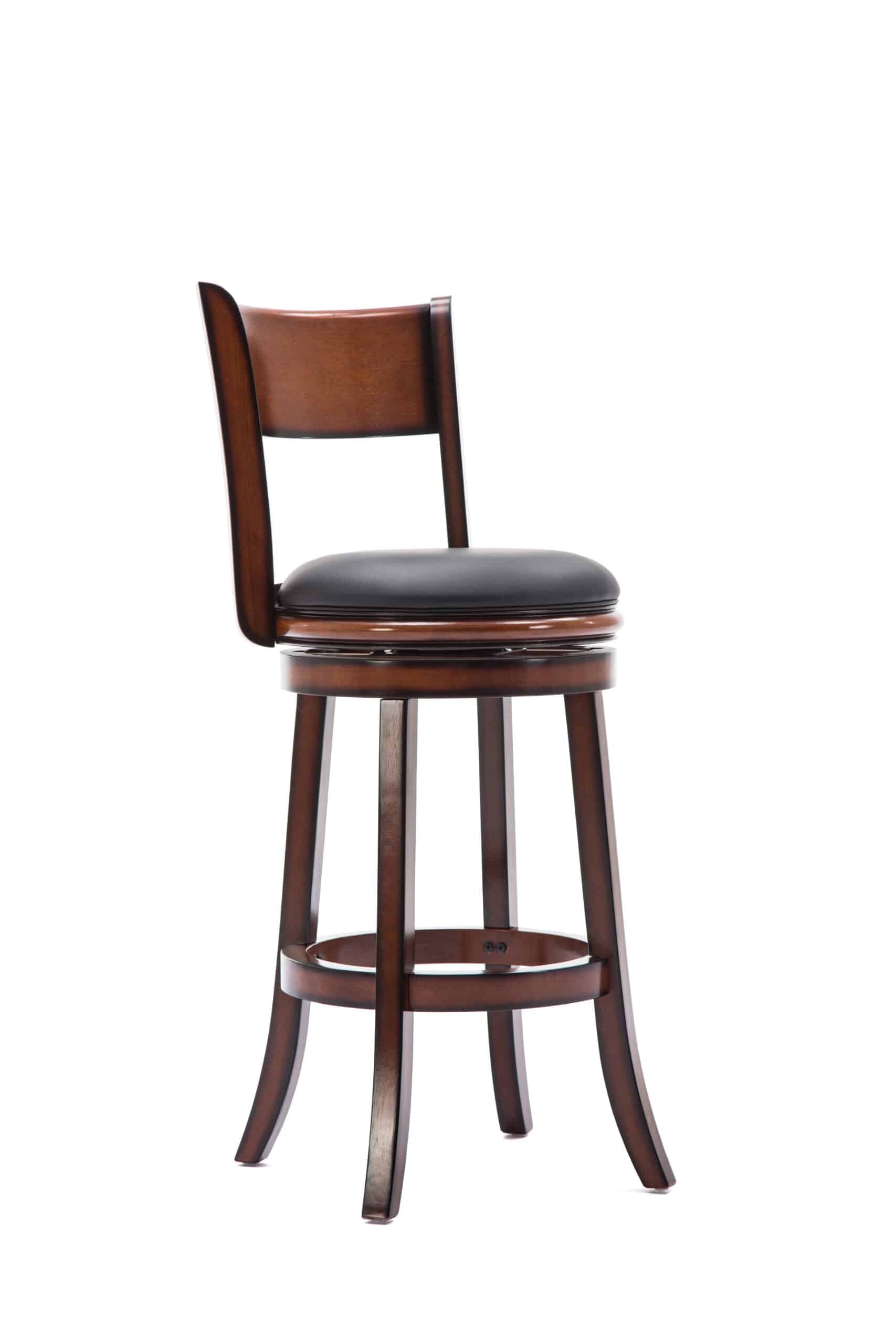 Boraam Wood Palmetto Bar Height Swivel Bar Stool in Brandy Brown Finish