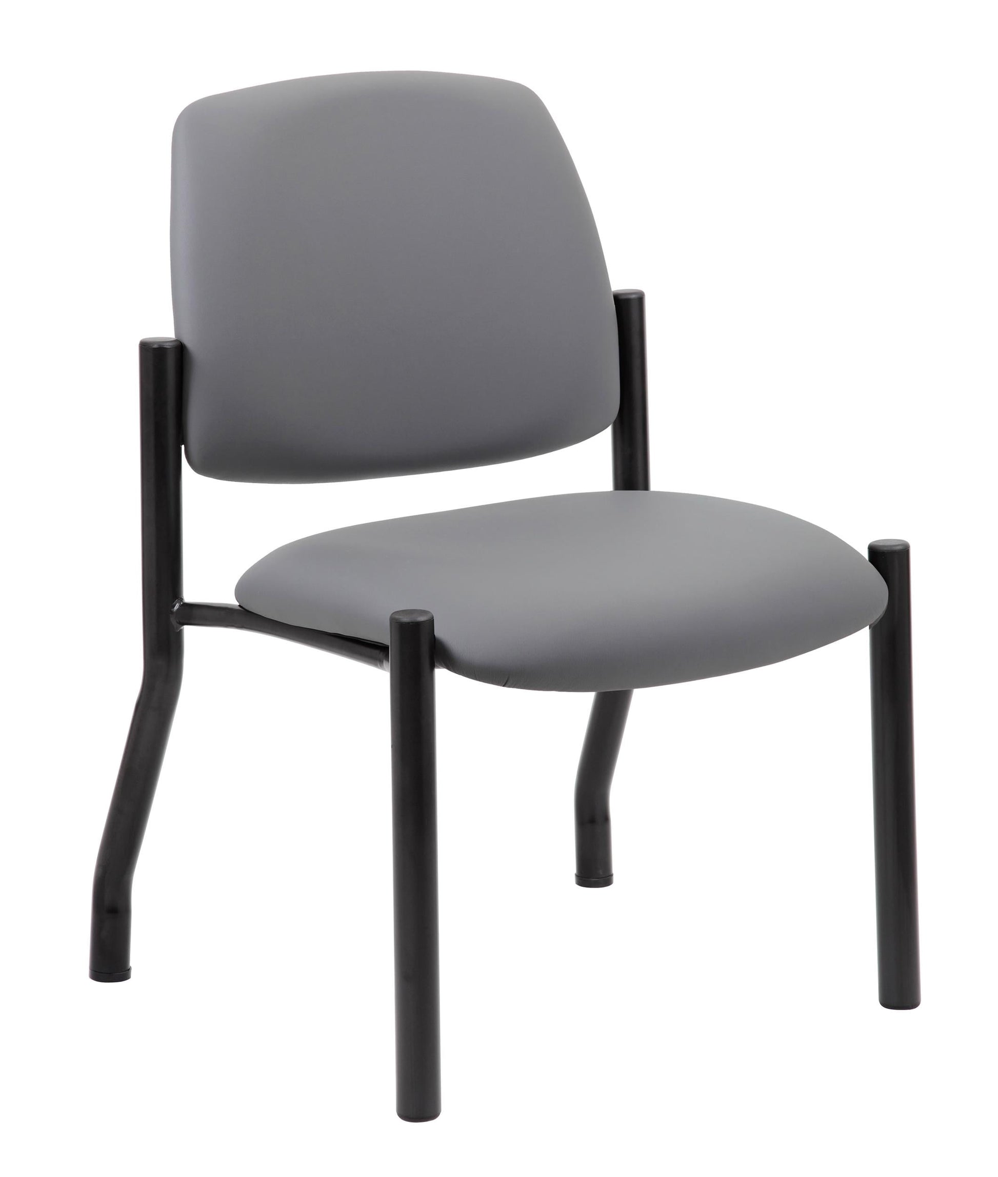 Boss Office Products Armless Vinyl & Steel Guest Chair, 300-lb. Capacity, Gray/Black