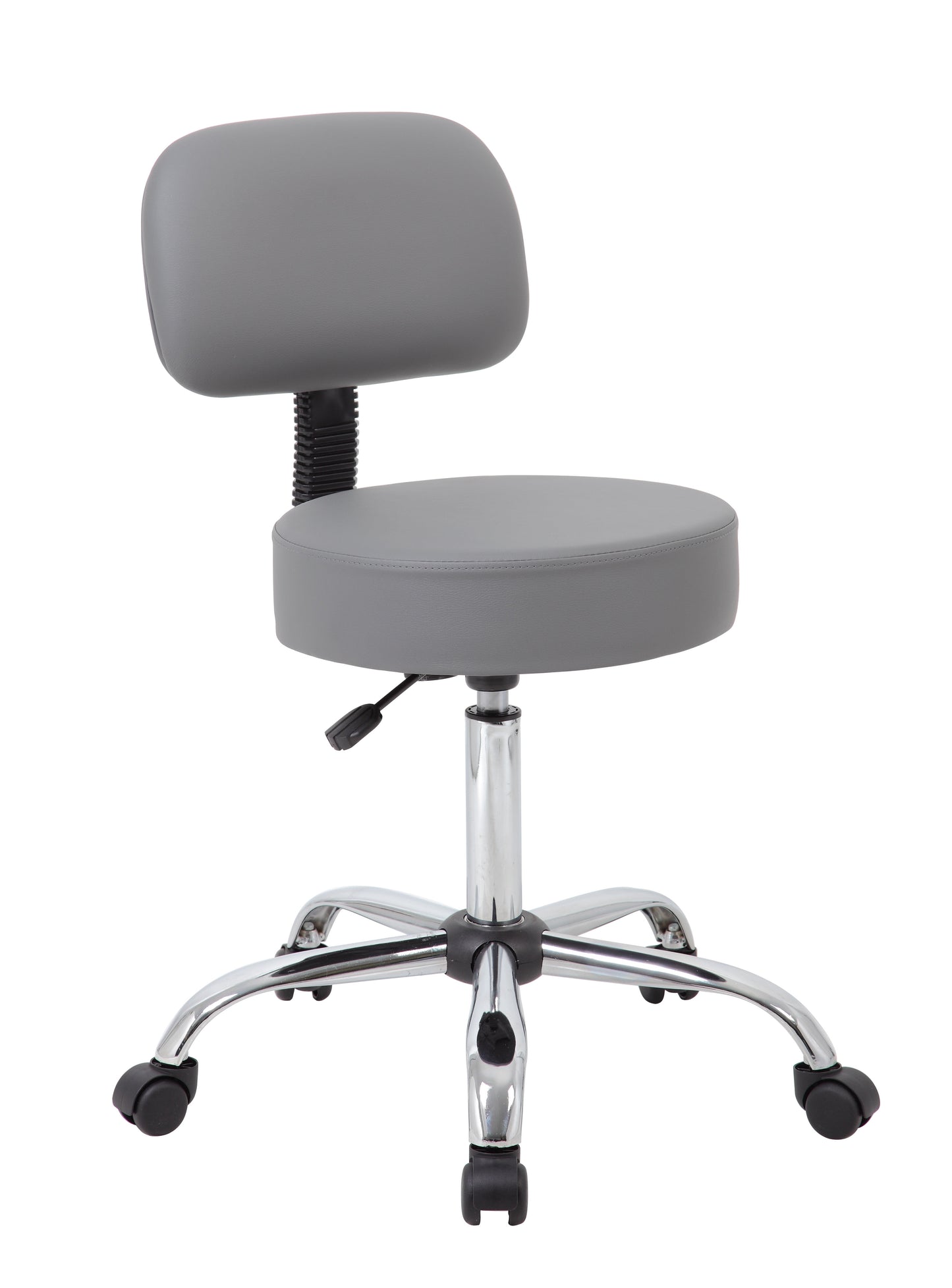 Boss Office Products Antimicrobial Vinyl Midback Medical Rolling Stool, Grey