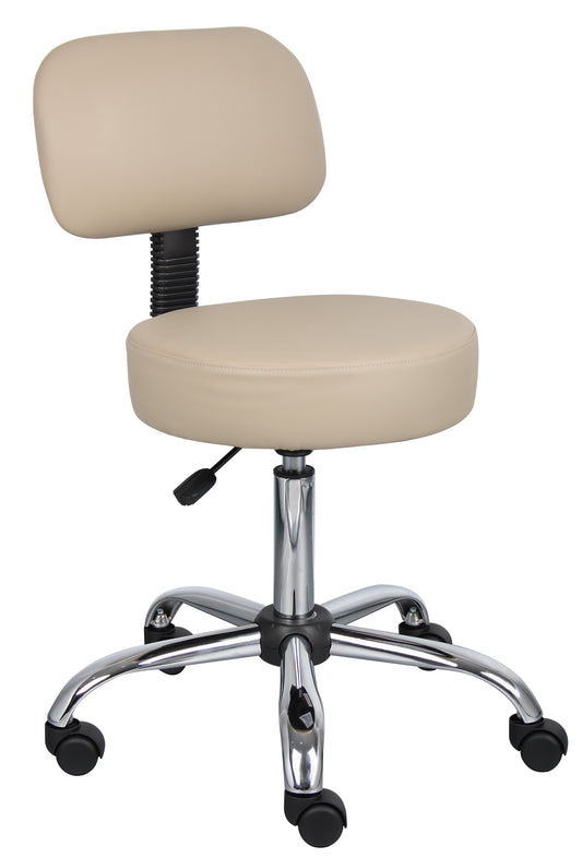 Boss Office Products Medical Spa Rolling Mid-Back Desk Stool, Beige