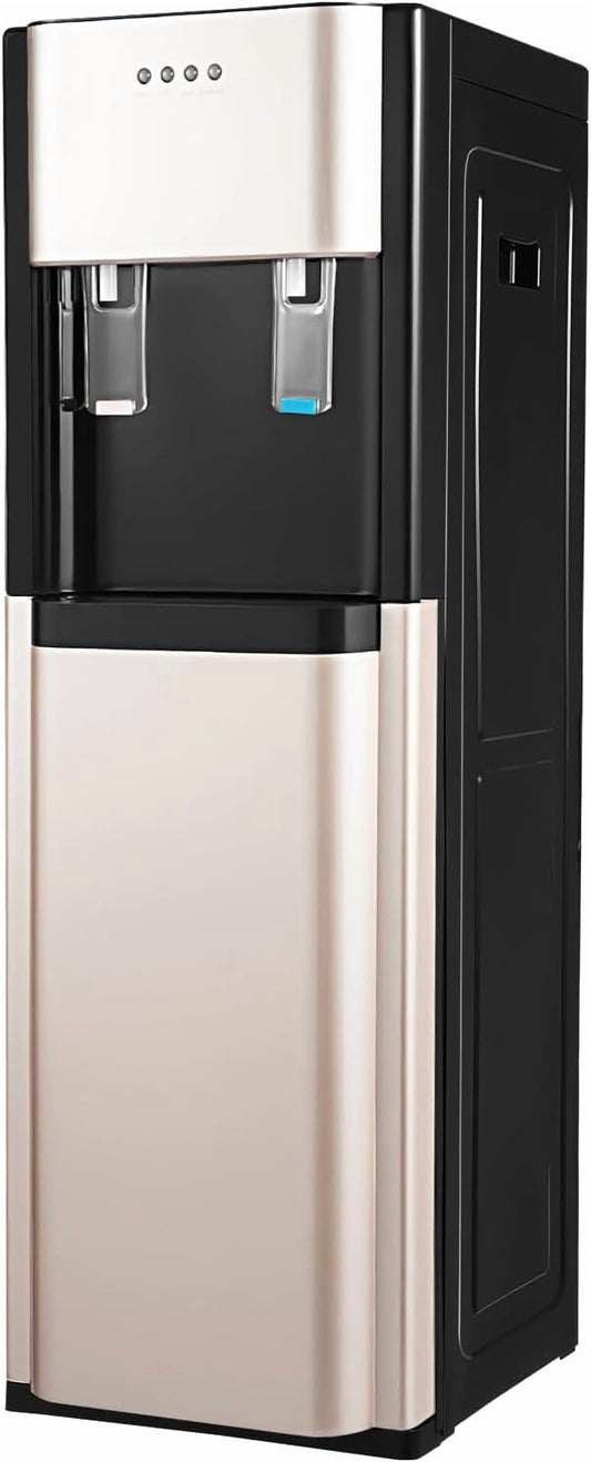 Bottom Loading Water Cooler Dispenser for 5.28 Gallon Bottles, Hot & Cold Standing Water Dispenser, 2 Temperatures with Hot & Cold Spouts,450w Heating Power for Homes, Kitchens. (Gold-450W)