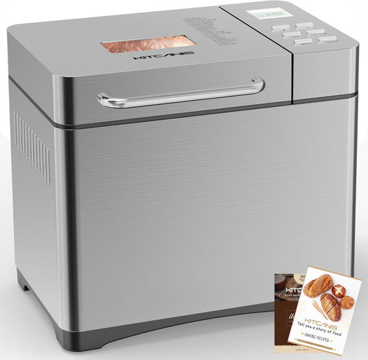 Bread Maker Machine, 19-in-1 Programmable, 3 Loaf Sizes & Crust Colors, 15H Delay Timer, 1H Keep Warm, Nonstick Ceramic Pan, Includes Recipes