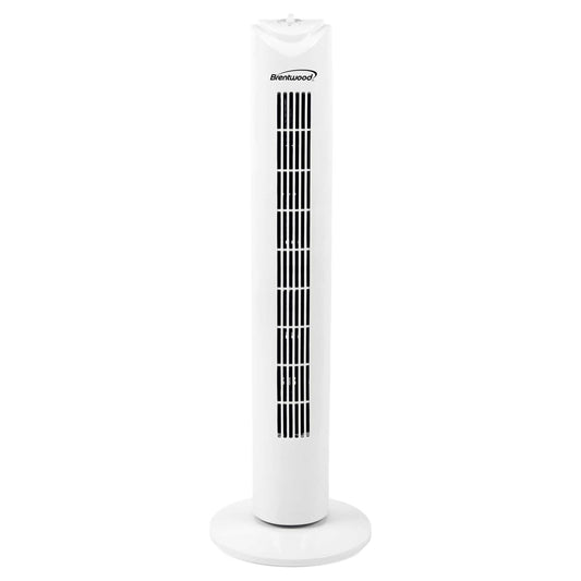 Brentwood 32-In. 3-Speed Portable Oscillating Tower Fan with Timer, F-32T (White), F-32TW