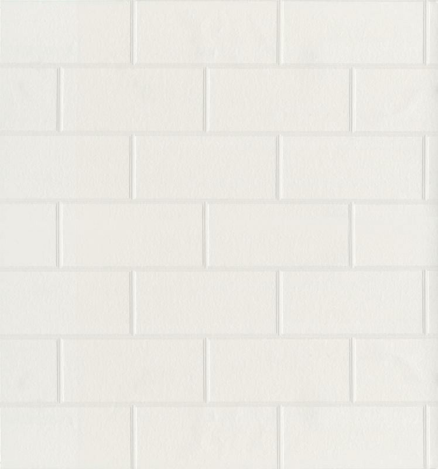 Brewster Bettina White Paintable Subway Tile Wallpaper