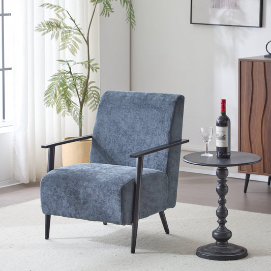 Briar Modern Upholstered Lounge Chair, Accent Chair with Metal Frame, Blue Gray
