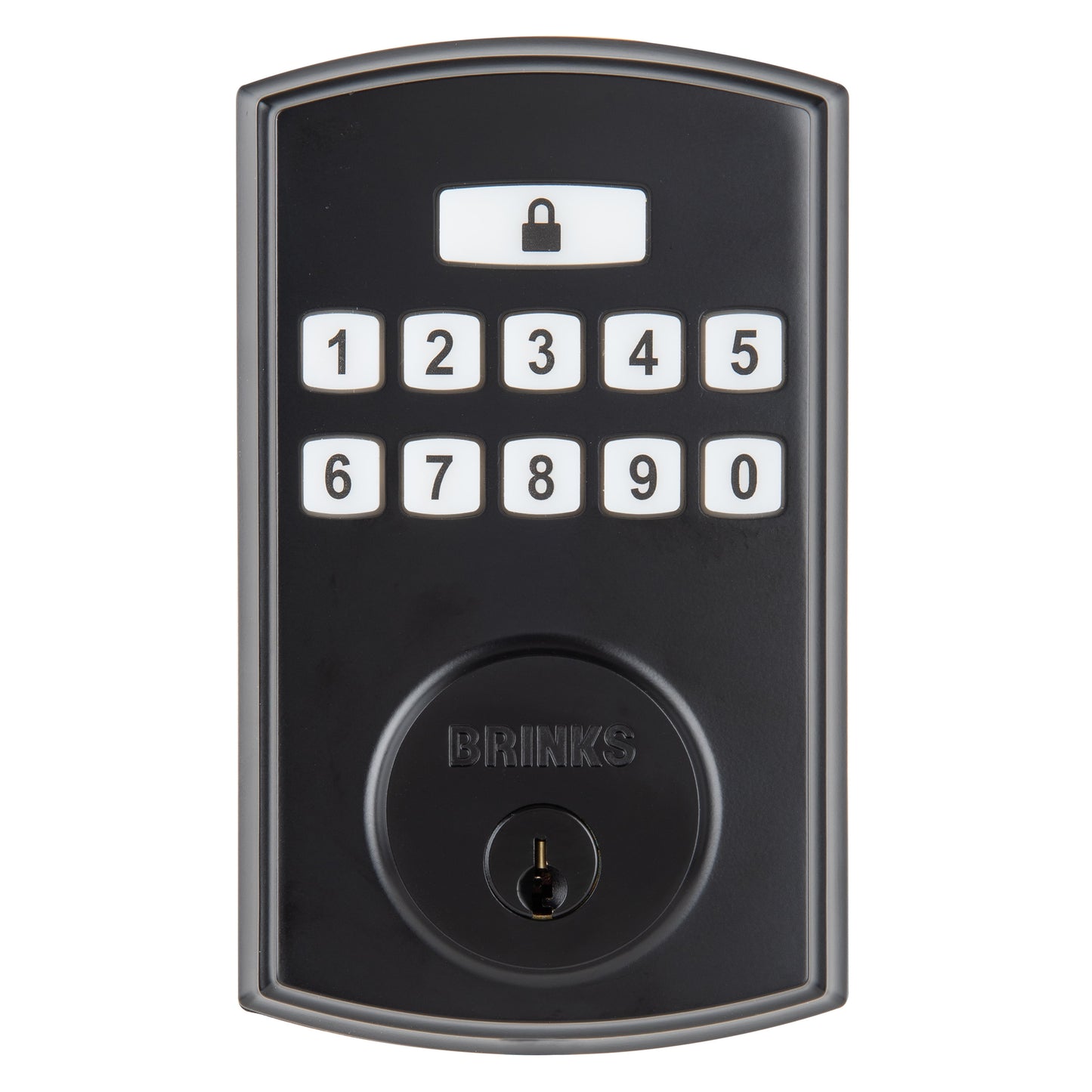 Brinks Cerradura de Cerrojo de Cilindro Simple con Teclado ElectrÃ³nico y Pro-Guard, Acabado Negro Mate