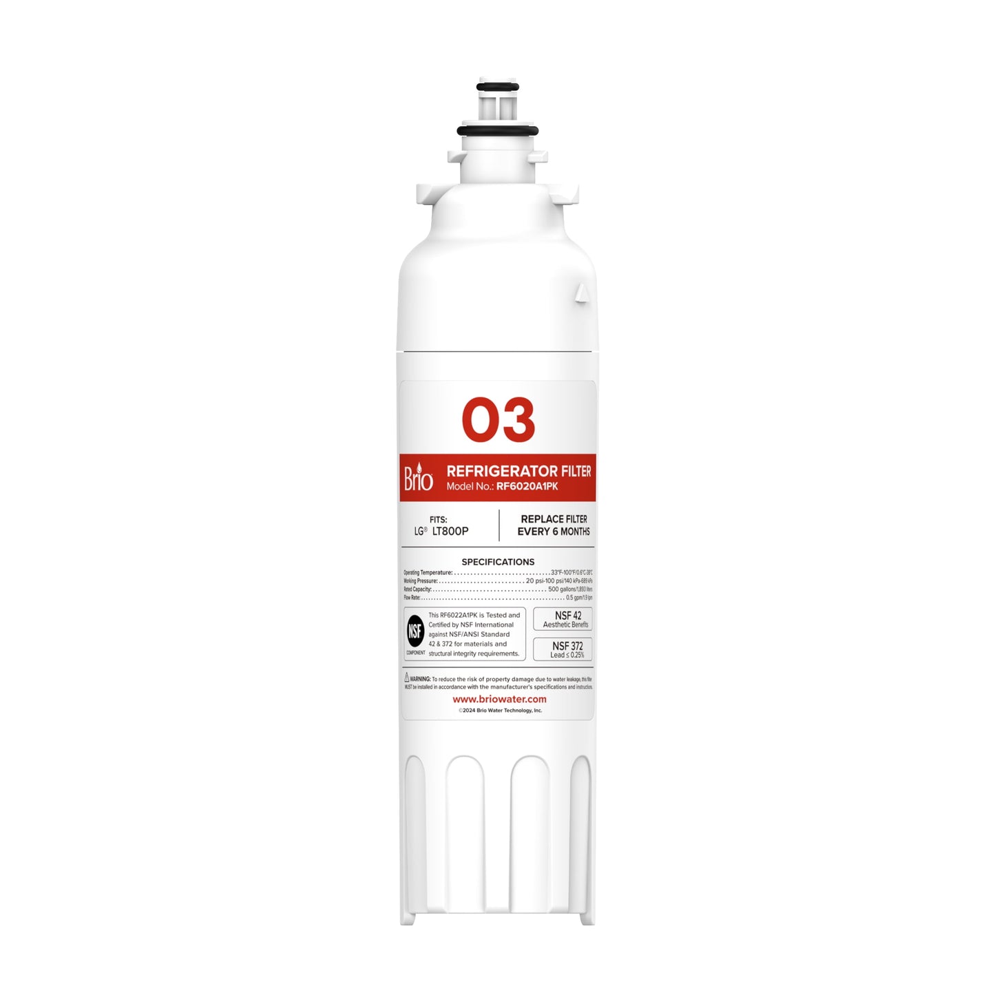 Brio 6020A Refrigerator Water Filter Replacement Compatible With LG LT800P, ADQ73613401 Kenmore 9490, 46-9490, ADQ73613402