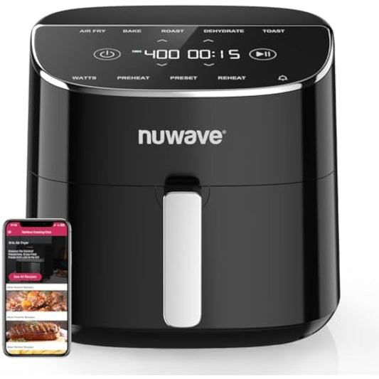 Brio Plus Air Fryer 8 Qt, New & Improved, PFAS-FREE, 7 Digital One-Touch Cook Functions that AIR FRY, BAKE, ROAST, DEHYDRATE, TOAST, REHEAT, PREHEAT, 150 Presets, 50°F~400°F, 700/1500/1800W