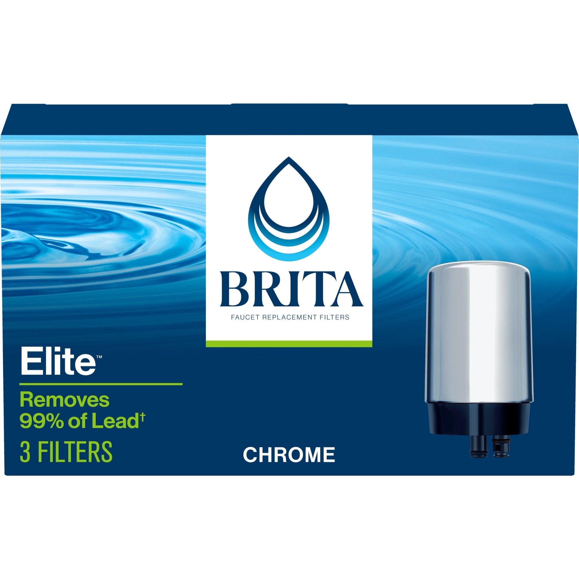 Brita Elite Chrome Replacement Water Filter, Compatible with Brita Faucet Water Filter Systems (3 Pack), Reduces Lead